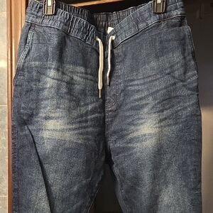 H&M Relaxed Slim Fit Denim Joggers - Dark Blue